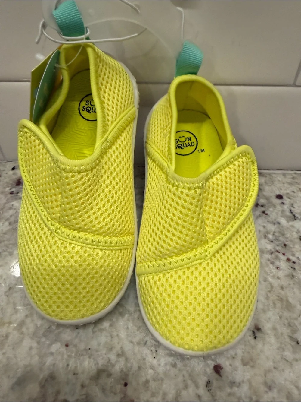 Sun Squad Kids' Yellow Mesh Water Shoes - Slip-On Comfort Size Small 5/6